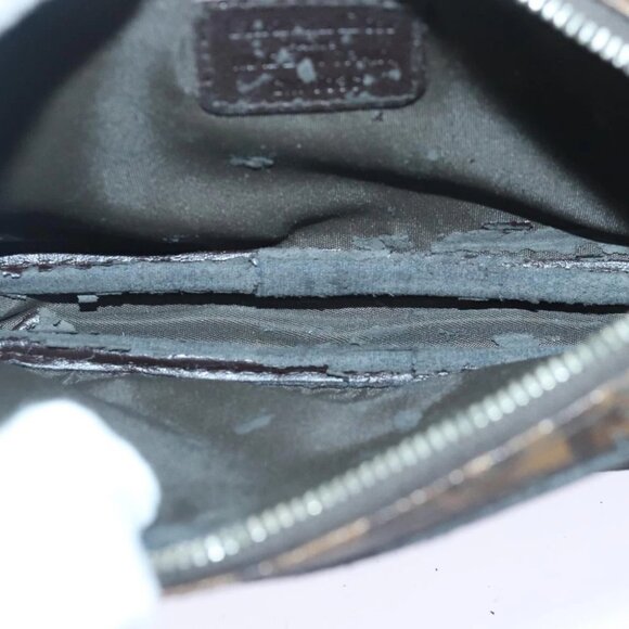 Christian Dior Trotter Canvas Trotter Romantic Pouch PVC Brown Silver Auth 93042 - Picture 11 of 15